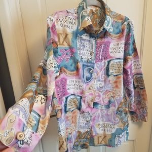 Epic y2k roman numeral pastel button up size L top